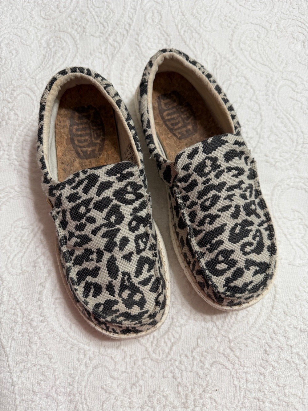Hey Dude Misty Cheetah Grey Size 7 Slip-On Shoes